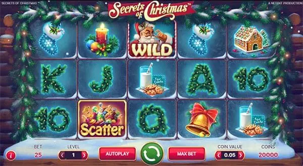 ตัวอย่างสล็อตธีมคริสต์มาส เกมสล็อต secrets of christmas