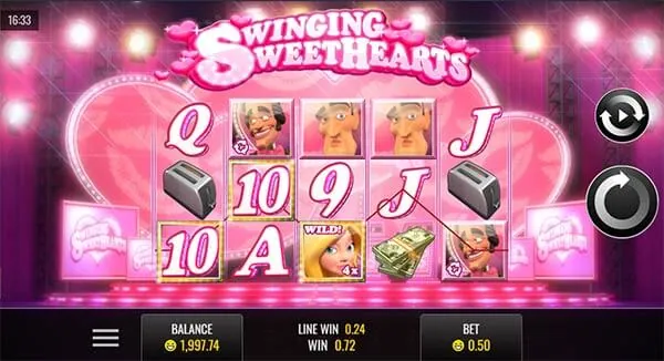 ตัวอย่างสล็อตธีมโรแมนติกเกมสล็อต swinging sweethearts